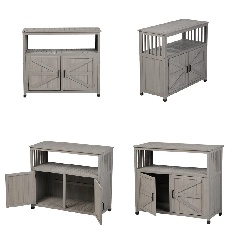 Wayfair Wood Patio Bar Cabinet Rustic Cedar Buffet Table With Storage All-Weather Indoor/Outdoor Multi-Purpose Sideboard For Garden Deck & Entertaining