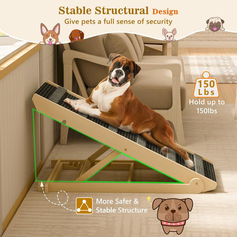 Wayfair Wooden Dog Ramp Adjustable Folding Portable Pet Ramp