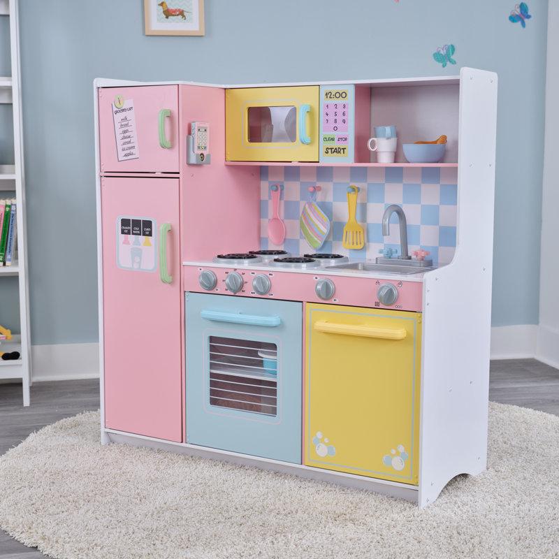 Wayfair Wooden Large Pastel Play Kitchen With Turning Knobs And Play Phone