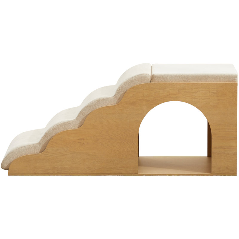 Wayfair Wooden Pet Stairs With Padded Ramp & Resting Area Or Small Dogs & Cats