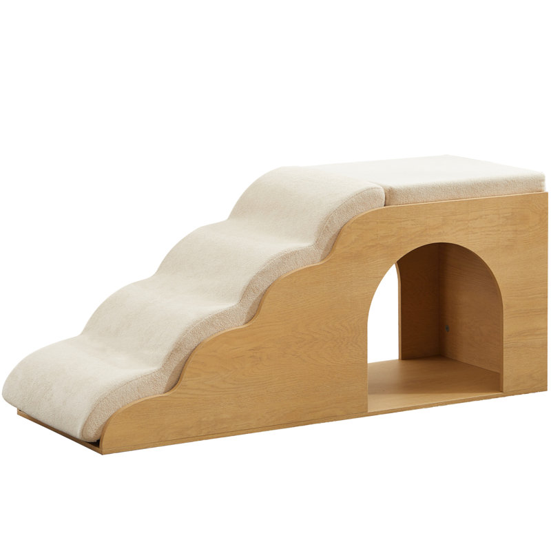 Wayfair Wooden Pet Stairs With Padded Ramp & Resting Area Or Small Dogs & Cats