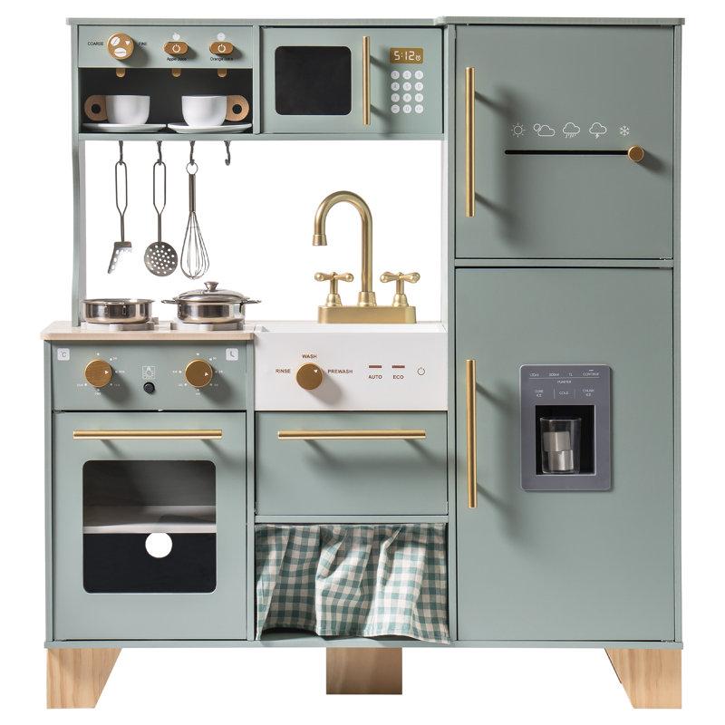 Wayfair Wooden Play Kitchen & Accessories Set Preschool Kitchen Set Modern Kitchen Playset With Light