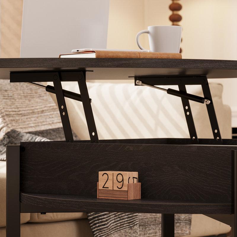 Wayfair Wynny 27"W Round Lift-Top Wood Coffee Table With Storage