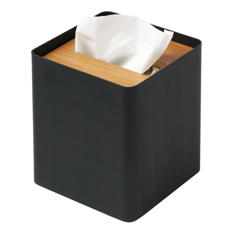 Wayfair Yamazaki Home Square Reusable Tissue Box Cover Metal Container Case With Natural Wooden Lid Steel