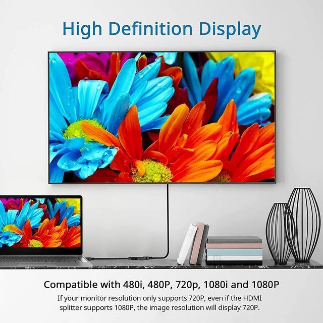 1080P HDMI Splitter 1x2 Cable Adapter HDMI Splitter 1 In 2 HDMI Male To Dual HDMI Female Y Splitter Cable For PC Laptop Monitor