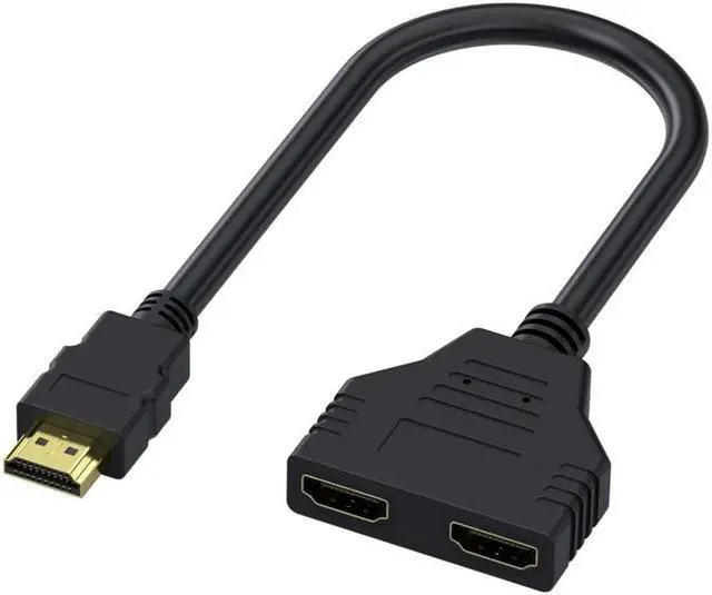 1080P HDMI Splitter 1x2 cable Adapter HDMI Splitter 1 in 2 HDMI Male to Dual HDMI Female Y Splitter Cable for PC Laptop Monitor