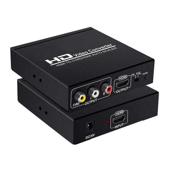 1080P HDMI To HDMI AV RCA Converter Scaler AV Splitter Converter For PS4 Apple TV DVD STB Support 1080P PAL NTSC 5.0 HDMI To RCA(EU Plug)