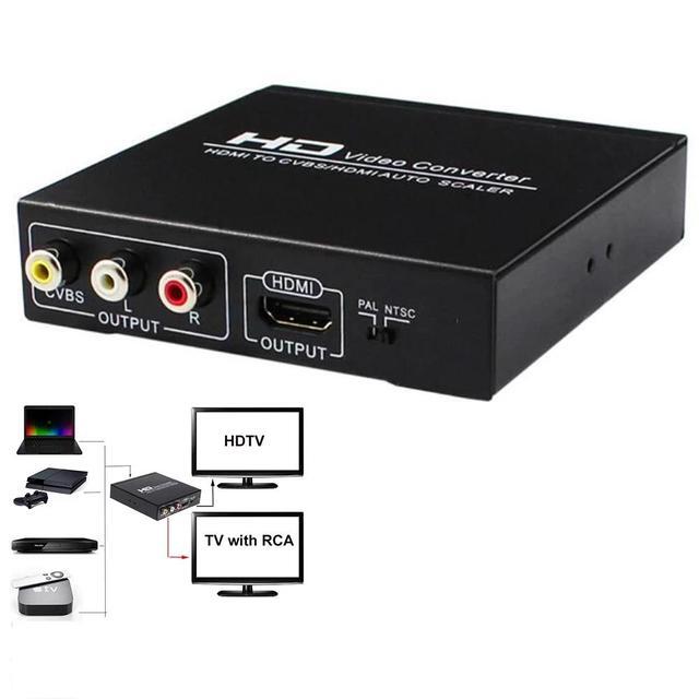 1080P HDMI To HDMI AV RCA Converter Scaler AV Splitter Converter For PS4 Apple TV DVD STB Support 1080P PAL NTSC 5.0 HDMI To RCA(EU Plug)