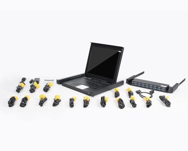 16 Port Rack Mount KVM Over IP Remote Access IP KVM Console W/17'' LCD Monitor 1 Local & 1 Remote Access Included 16 KVM Cables