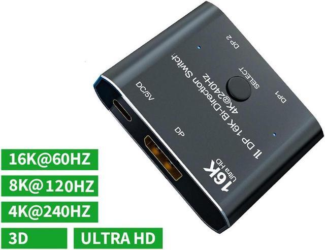 16K 60Hz DP 2x1 Bi-Direction Switch DisplayPort-compatible 8K 120Hz 4K 240Hz Switcher Converter For Multiple Source And Displays Video Converter