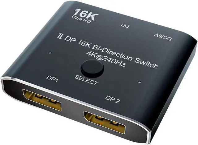 16K 60Hz DP 2x1 Bi-Direction Switch DisplayPort-compatible 8K 120Hz 4K 240Hz Switcher Converter for Multiple Source and Displays Video Converter