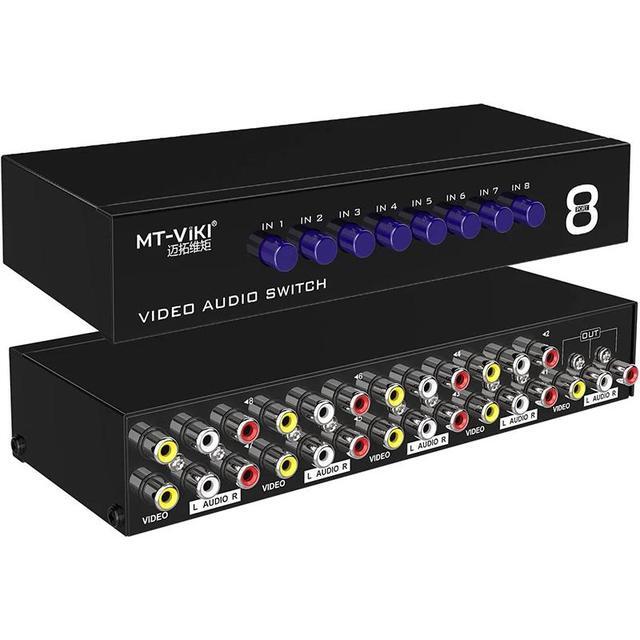 2/4/8 Way AV RCA Switch 8 In 1 Out AV Signal Composite Video L/R Audio Swithcer Switcher Selector Box For STB DVD HDTV VCD VCR(8x1)