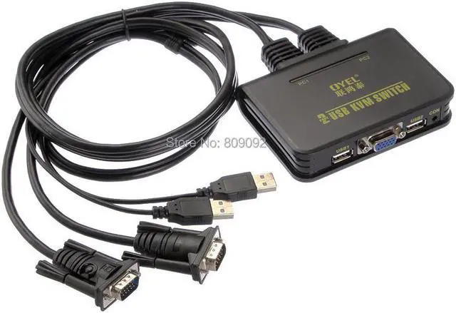 2-In-1-Out 2-Port USB KVM VGA Switcher Switch Box With Cable for Computer Video Monitor Mouse Keyboard Adapter Multimedia
