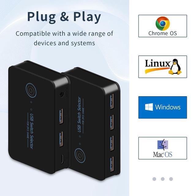 2 In 4 Out USB Switcher 2 Computers KVM Switches 2 Computers 1 Keyboard And Mouse USB KVM Switch USB 3.0 Switch Selector 4 Ports Hub Share Devices Printer With 2 USB Cable And 1 Desktop Controller