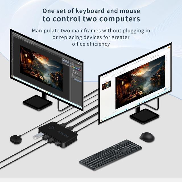 2 In 4 Out USB Switcher 2 Computers KVM Switches 2 Computers 1 Keyboard And Mouse USB KVM Switch USB 3.0 Switch Selector 4 Ports Hub Share Devices Printer With 2 USB Cable And 1 Desktop Controller