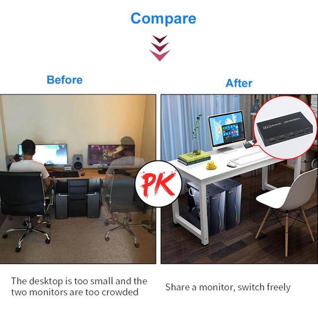 2 In1 Out 4KX2K USB HDMI-compatible KVM Switch Box For 2 PC Sharing Keyboard Mouse Printer Video Display USB Swltch Splitter