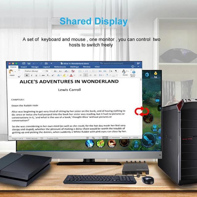 2 In1 Out 4KX2K USB HDMI-compatible KVM Switch Box For 2 PC Sharing Keyboard Mouse Printer Video Display USB Swltch Splitter