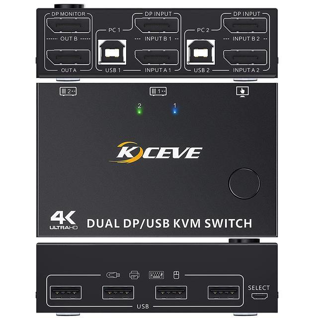 2 Port Dual Monitor Displayport KVM Switch 2 Computer 2 Monitors Two Monitors Displayport USB DP KVM Dual Monitor Switcher 2 In 2 Out Supports 4K 60Hz For 2 PCs Sharing Keyboard Mouse And Monitor