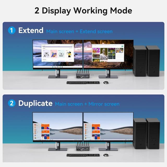 2 Port HDMI+ Displayport Dual Monitor KVM Switch 2 In 2 Out 8K60HZ 4K120HZ Aluminium KVM Switch Dual Monitor 2 Port For 2 Computers Share 2 Monitors And 4 USB Ports Support DP1.4 HDMI2.1