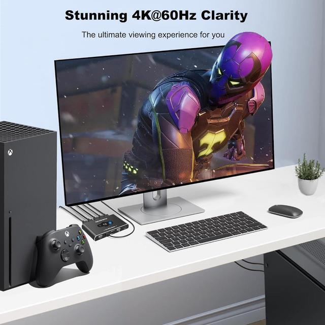 2 Port HDMI KVM Switch 1 Monitors 2 Computers USB HDMI KVM Switches For 2 Computers Share 4 USB Device And 1 Monitor USB Switch 2 Computers Support 4K 60Hz HDMI Switch Keyboard Mouse Switch