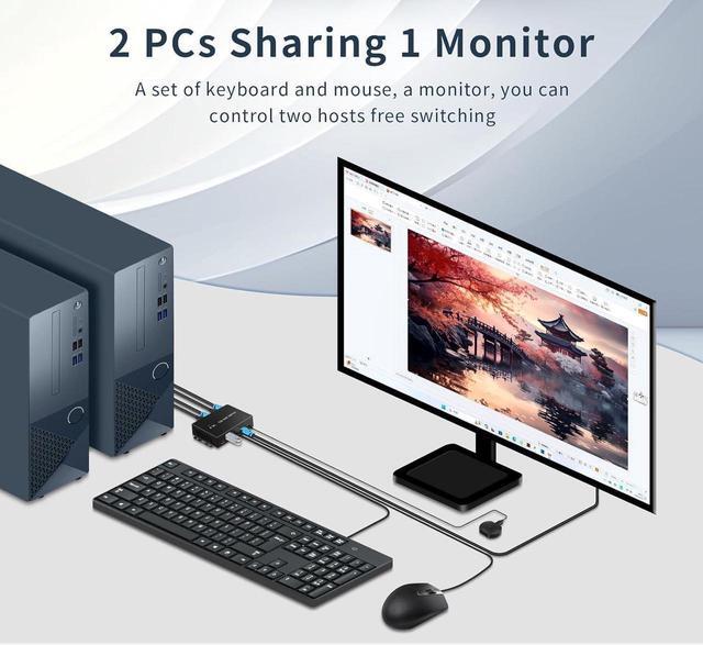 2 Port HDMI KVM Switch For 2 Computers 1 Monitors 4K 60Hz USB 3.0 Devices KVM Switcher USB 3.0 HDMI Switch 2 In 1 Out With Desktop Controller Button Switches Support Windows Linux MacOS