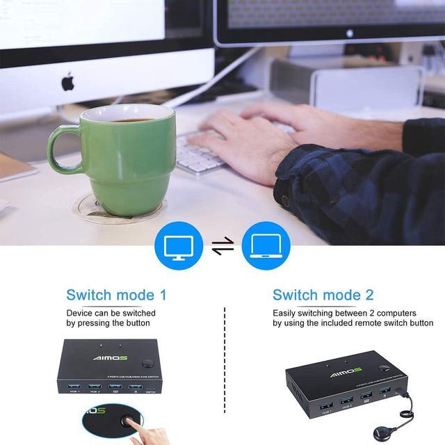2 Port HDMI KVM Switch For 2 PCs USB KVM Switch 4K HDMI Switcher Box 2 In 1 Out For 2 Computers Share Keyboard And Mouse Support 4K 30Hz With 2 HUB Ports KVM Switcher Box