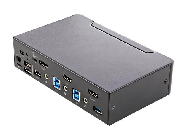 2 Port HDMI KVM Switch Single Monitor 4K 60Hz Ultra HD HDR Desktop HDMI 2.0 KVM Switch With 2 Port USB 3.0 Hub (5Gbps) & 4x USB 2.0 HID Ports Audio Hotkey Switching TAA - KVM With Fast Switching