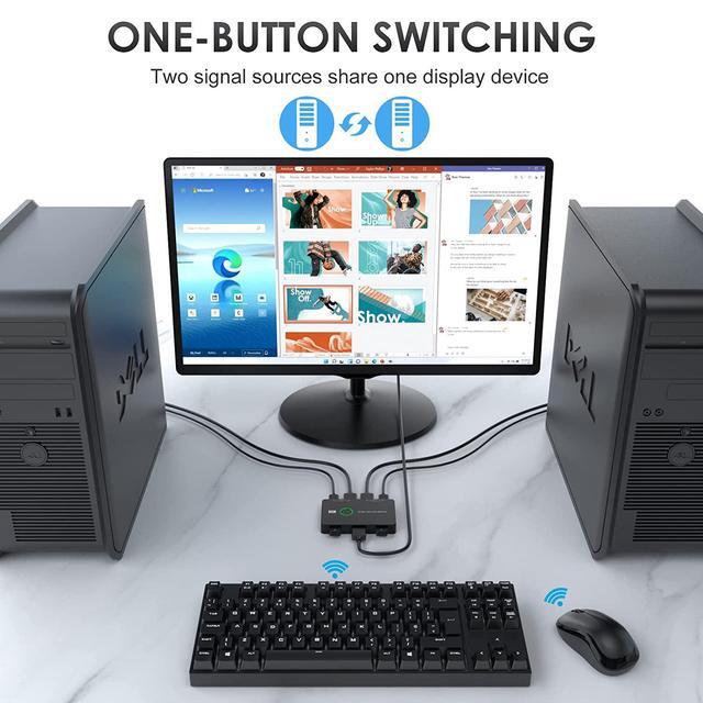 2 Port HDMI KVM Switch USB HDMI-Compatible KVM Switches For 2 Computers Sharing Mouse Keyboard Printer To One HD Monitor Supports 4K 60 Hz 2 HD-MI Cables And 2 USB Cables Included