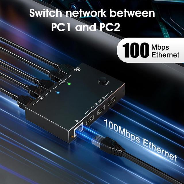 2 Port HDMI KVM Switch With Ethernet HDMI KVM Switch 2 In 1 Out 4K 60Hz HDMI KVM Switches For 2 Computers Share 1 Monitor And 3 USB Devices Keyboard Mouse Ethernet Network KVM Switcher