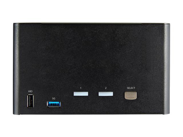 2 Port Quad Monitor DisplayPort KVM Switch 4K 60Hz UHD HDR Desktop 4K DP 1.2 KVM With 2 Port USB 3.0 Hub (5Gbps) & 4x USB 2.0 HID Ports Audio Hotkey Switching TAA - Keyboard/Video/Mouse Switch