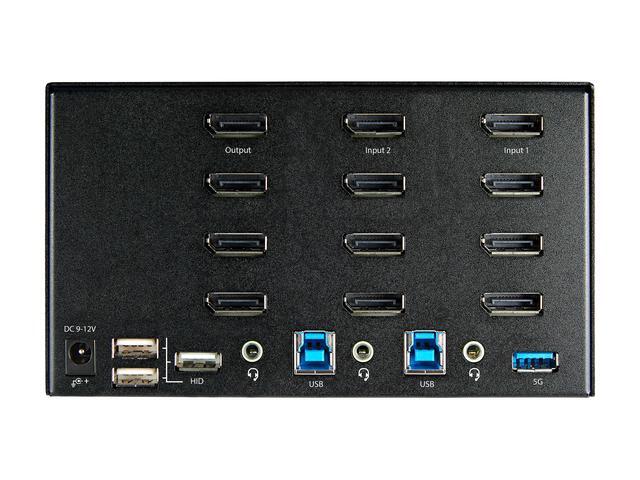2 Port Quad Monitor DisplayPort KVM Switch 4K 60Hz UHD HDR Desktop 4K DP 1.2 KVM With 2 Port USB 3.0 Hub (5Gbps) & 4x USB 2.0 HID Ports Audio Hotkey Switching TAA - Keyboard/Video/Mouse Switch