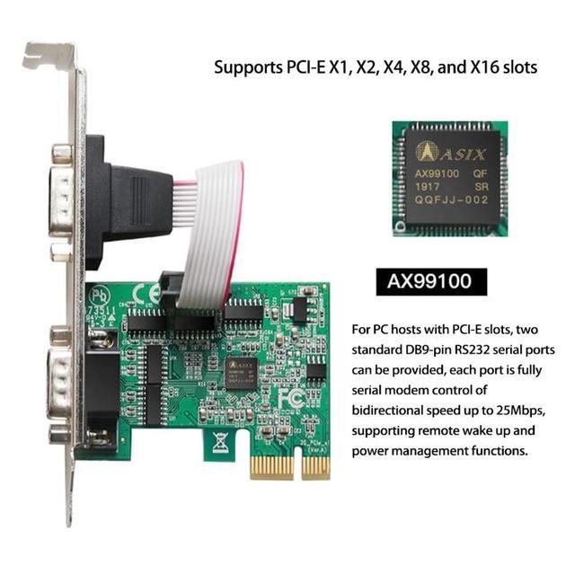 2 Port Serial PCI Express Expansion Card RS232 Com Serial Card PCIE Riser Converter Adapter For Windows AX99100 Chip