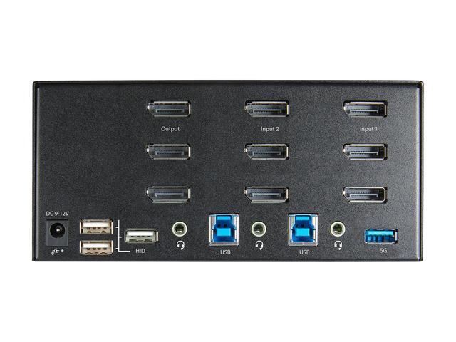 2 Port Triple Monitor DisplayPort KVM Switch 4K 60Hz UHD HDR Desktop 4K DP 1.2 KVM With 2 Port USB 3.0 Hub (5Gbps) & 4x USB 2.0 HID Ports Audio Hotkey Switching TAA - Keyboard/Video/Mouse Switch
