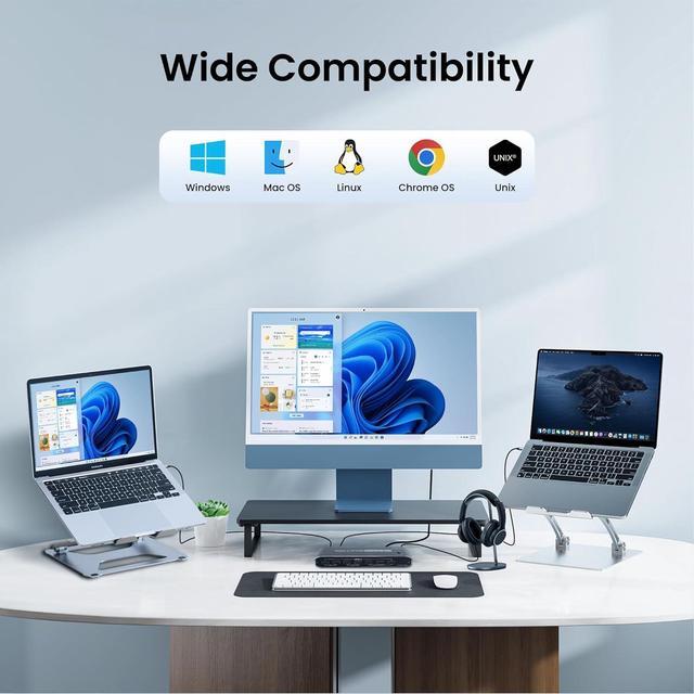 2 Port Type-C [HDMI Or Displayport Out] KVM Switch USB C KVM Switch With 7 USB-A Ports 2 USB-C Charging 100W RJ45 3.5mm Jack Thunderbolt KVM Supports 4K 60Hz With HDMI And DP Output For Laptop