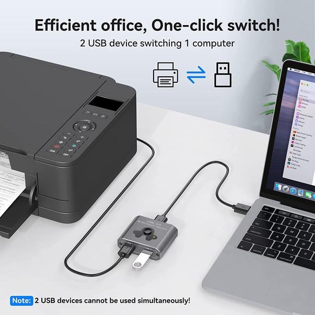 2 Port USB 3.0 Switch Bi-Directional KVM Switch USB Switcher 2 In 1 Out / 1 In 2 Out 5Gbps High-Speed USB Switch 2 Computers Share 1 USB Devices For PCs Mouse Keyboard Printer Scanner