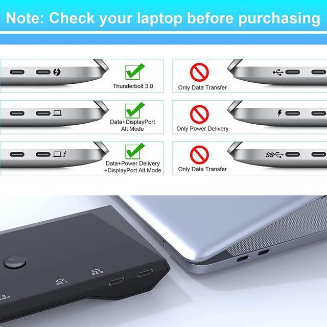 2-Port USB Type-C KVM Switch 4K 60Hz HDMI KVM Switch 2 In 1 Out Dual USB C KVM Switch 2 Computers With HDMI 60W PD 3X USB 2.0 Remote Control 3.5mm Audio/Mic For M-a-c-Book I-Pad Pro USB-C PC