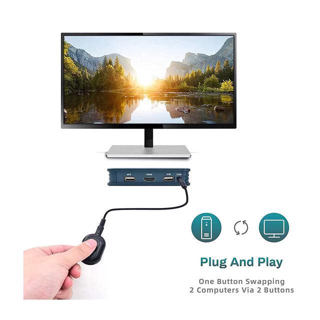 2 Port USB VGA KVM Switch 2 In 1 Out Dual Port VGA Monitor Selector Switcher Box For 2 PC Sharing 1 Video Monitor USB Keyboard USB Mouse