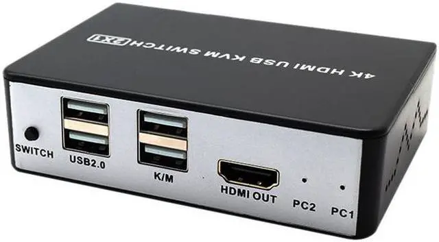 2 Ports HDMI 2.0 KVM Switch HD Audio Video 4Kx2K 60Hz HDMI 2.0 Source Switch 2 In 1 Out Adaptive EDID USB 2.0 Sharing USB Disk Printer