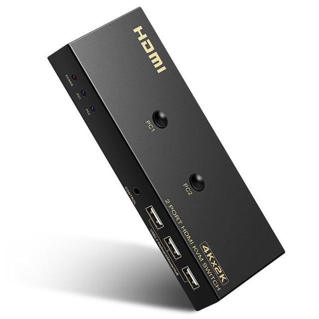 2 Ports HDMI KVM Switch 4K*2K 60Hz 2 In 1 Out HDMI Supports Hotkey Switch Wire Control HDMI Monitor Keyboard &Mouse & Video USB 2.0 Devices Share