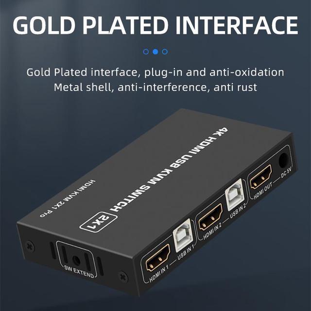 2 Ports HDMI KVM Switch USB HDMI KVM Switcher 4Kx2K 30Hz HDMI 1.4 For 2 Computer Host Sharing Monitor Mouse Keyboard Hub USB Device For PC Laptop Win7 Win10 MAC