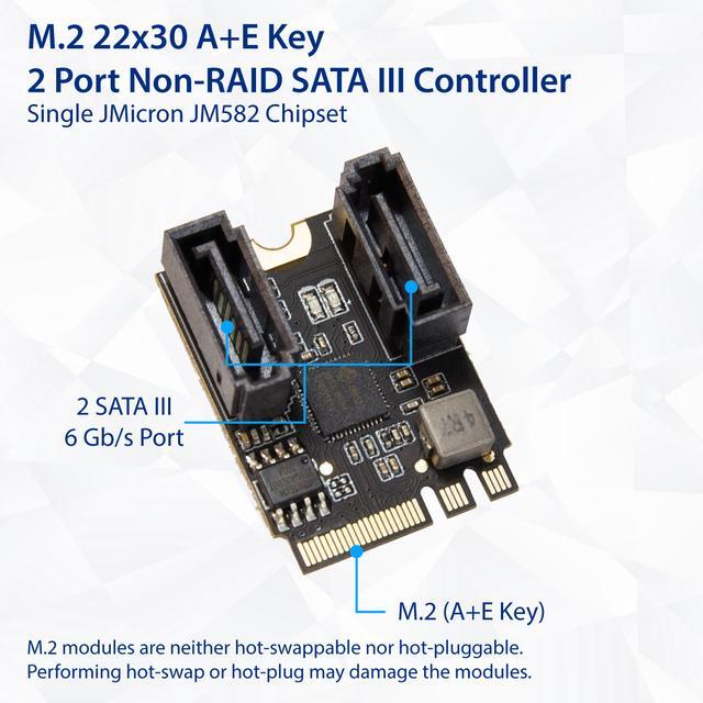 2 Ports NON-RAID SATA III 6gb/s To M.2 A+E Key 22x30 Mm Jmicron JMB582
