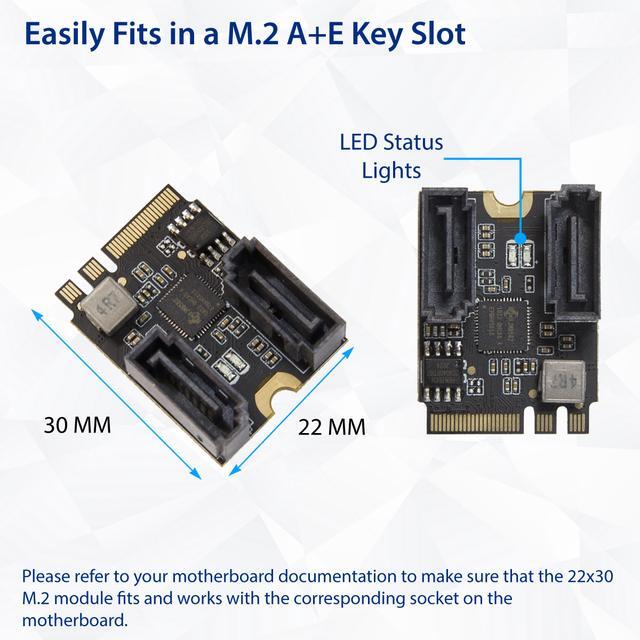 2 Ports NON-RAID SATA III 6gb/s To M.2 A+E Key 22x30 Mm Jmicron JMB582