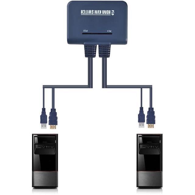 2 Ports VGA DVI 4K HDMI-compatible KVM Switch Keyboard Mouse USB Share Switcher Splitter Box With Remote Split KVM Controller(DVI KVM)