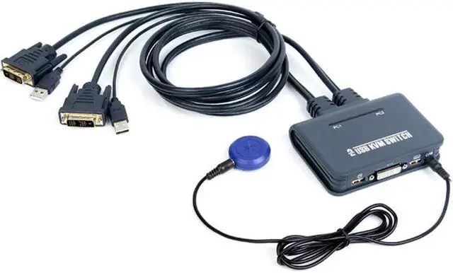 2 Ports VGA DVI 4K HDMI-compatible KVM Switch Keyboard Mouse USB Share Switcher Splitter Box With Remote Split KVM Controller(DVI KVM)