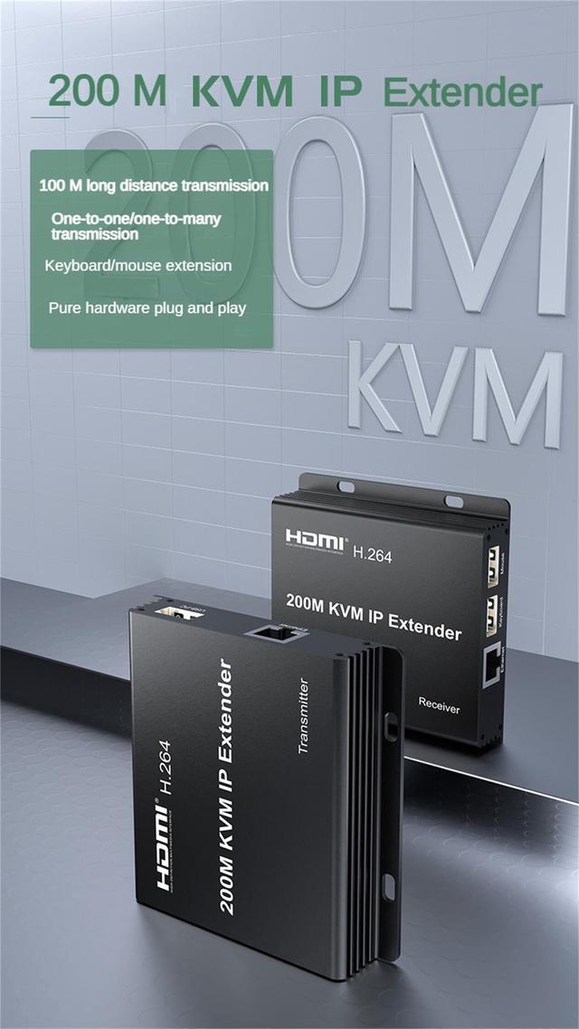 200M KVM IP Extender Over RJ45 Cat5e/6 1080P HDMI USB KVM Ethernet Extender One To Many By Gigabit Switch For PC DVR Loptop Support Mouse Keyboard Support Touch Screen Function (TX + RX)