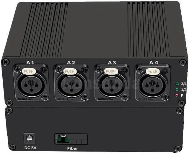 20Km 4 CH Audio Fiber Extender over SC Fiber Optical Cable Balanced Fiber Extender Transceiver Audio Extension Transmit(With EU Plug)
