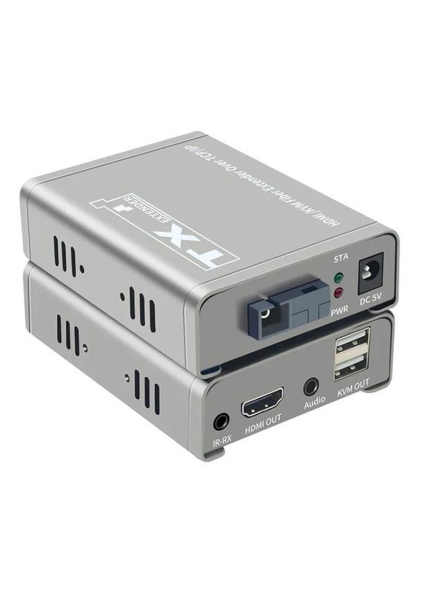 20Km HDMI KVM Fiber Extender HDMI With USB2.0 Over SC/FC Port Fiber Optic Cable HDMI To Fiber Video Audio Transmitter Converter(US Plug) (One TX And One RX)