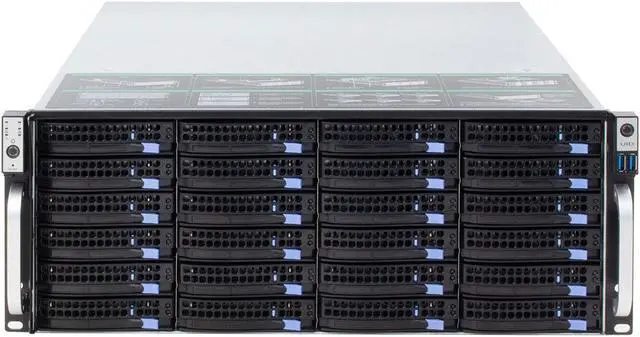 24 bays storage server 4U chassis / equipped with 12Gb / s Expander expansion backplane Mini-sas HD (SFF8643) interface with temperature control with SGPIO with time-sharing start / empty chassis