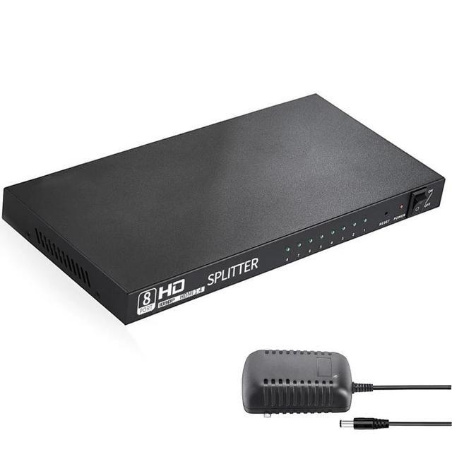 3D 1080P Full HD 1x8 HDMI-compatible Video Splitter Metal Amplifier 8 Port Repeater 1 In 8 Out Split Converter For HDTV Monitor(With EU Plug)