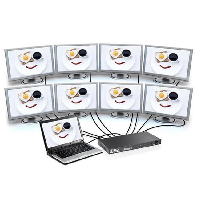 3D 1080P Full HD 1x8 HDMI-compatible Video Splitter Metal Amplifier 8 Port Repeater 1 In 8 Out Split Converter For HDTV Monitor(With EU Plug)